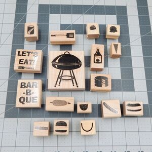 Stampin' Up Bar B Que Two-Step Rubber Stamps 17 Pc Set 1998 Complete Unused